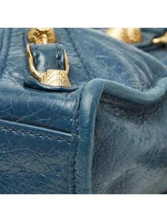 Balenciaga Giant Mini City 2-Way Shoulder Bag Blue Leather - Picture 4 of 10